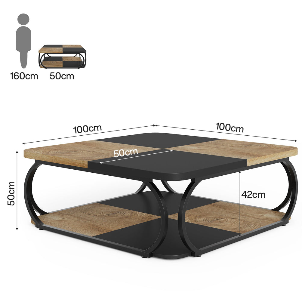 Table Basse Carre Solm – Bois et métal 100x100cm