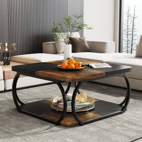 Table Basse Carre Solm – Bois et métal 100x100cm
