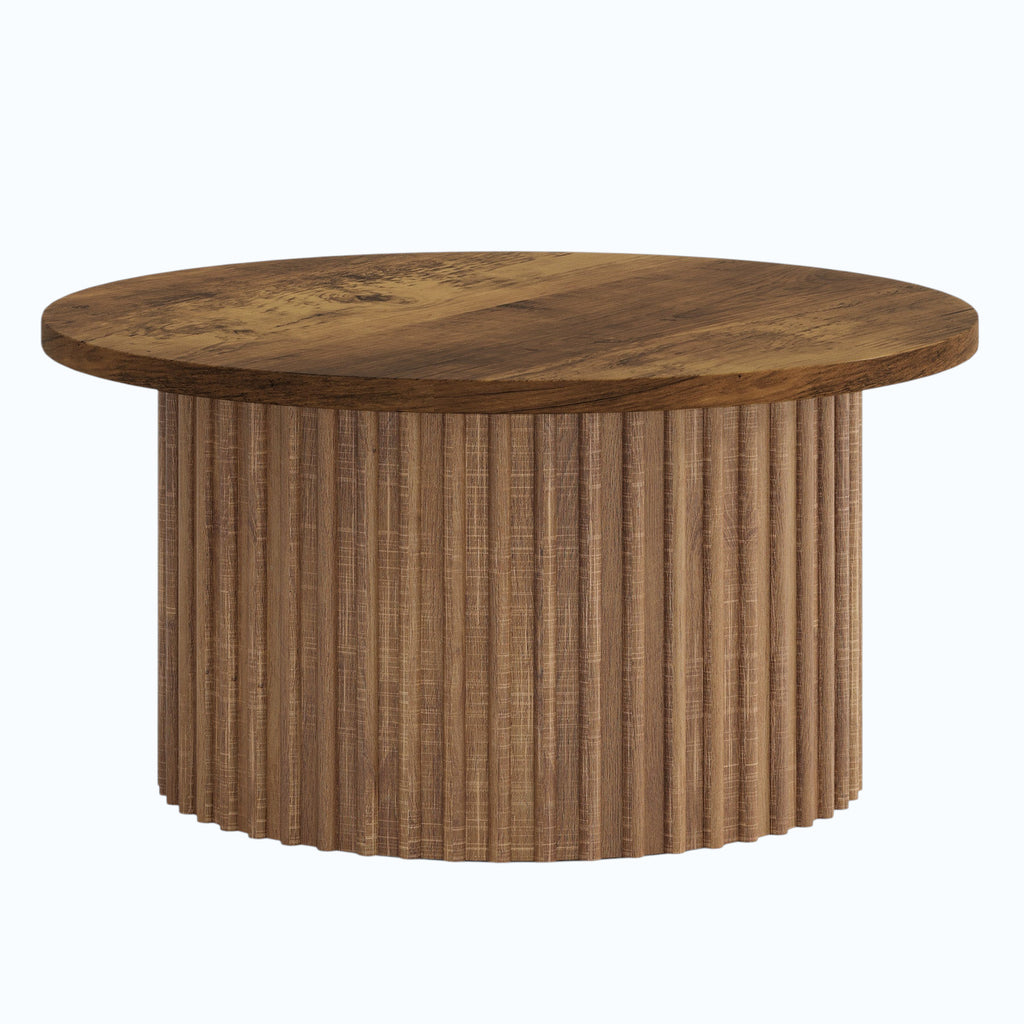 Table Basse Ronde – Bois et métal Ø80 cm
