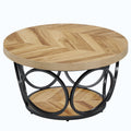 Table Basse Ronde – Bois et métal Ø80 cm