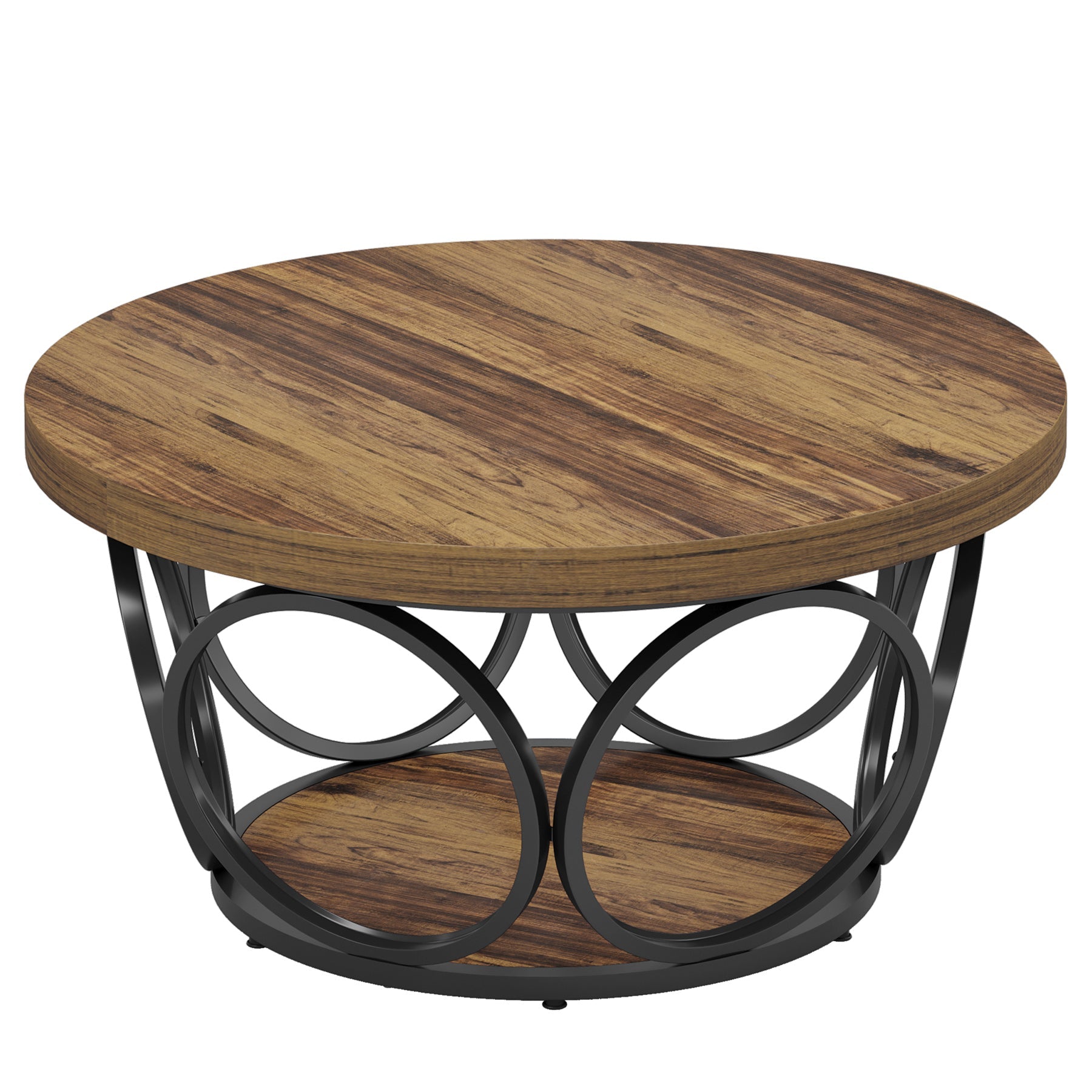Table Basse Ronde – Bois et métal Ø80 cm
