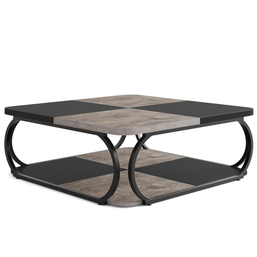 Table Basse Carre Solm – Bois et métal 100x100cm