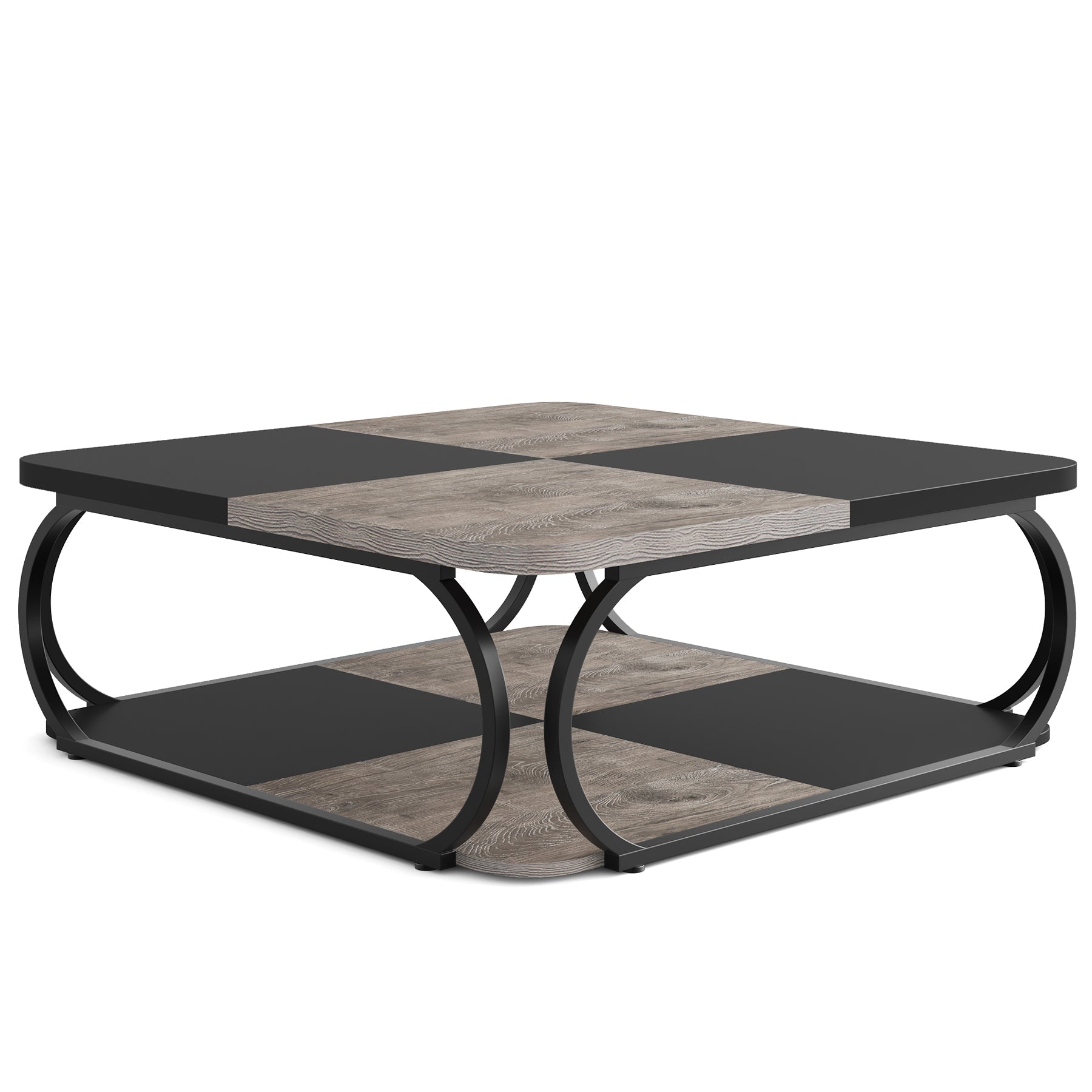 Table Basse Carre Solm – Bois et métal 100x100cm