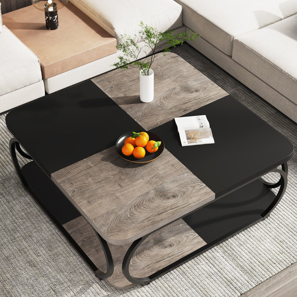 Table Basse Carre Solm – Bois et métal 100x100cm