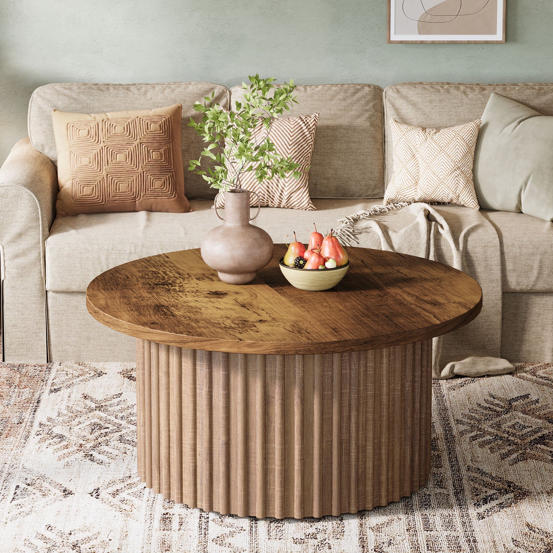 Table Basse Ronde – Bois et métal Ø80 cm