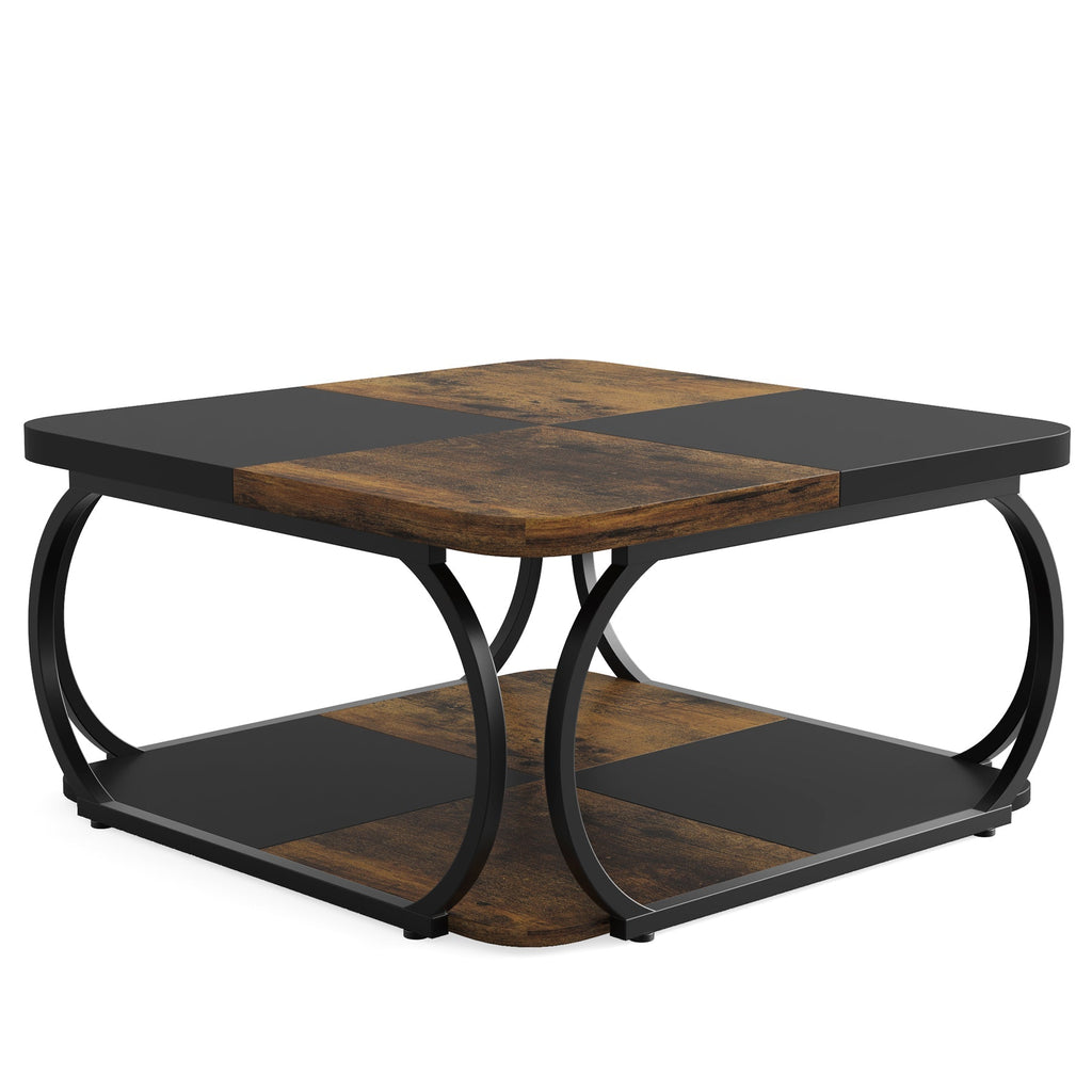 Table Basse Carre Solm – Bois et métal 100x100cm