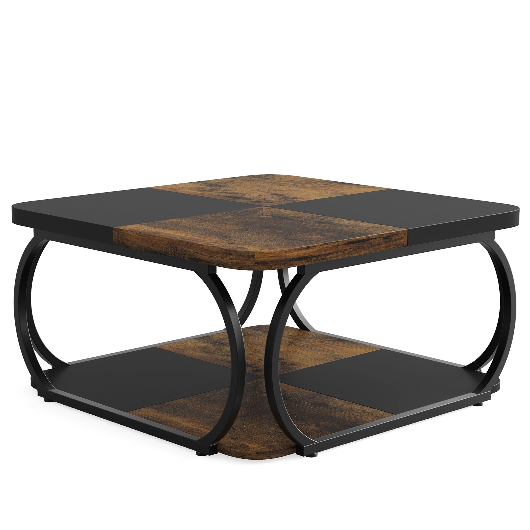 Table Basse Carre Solm – Bois et métal 100x100cm