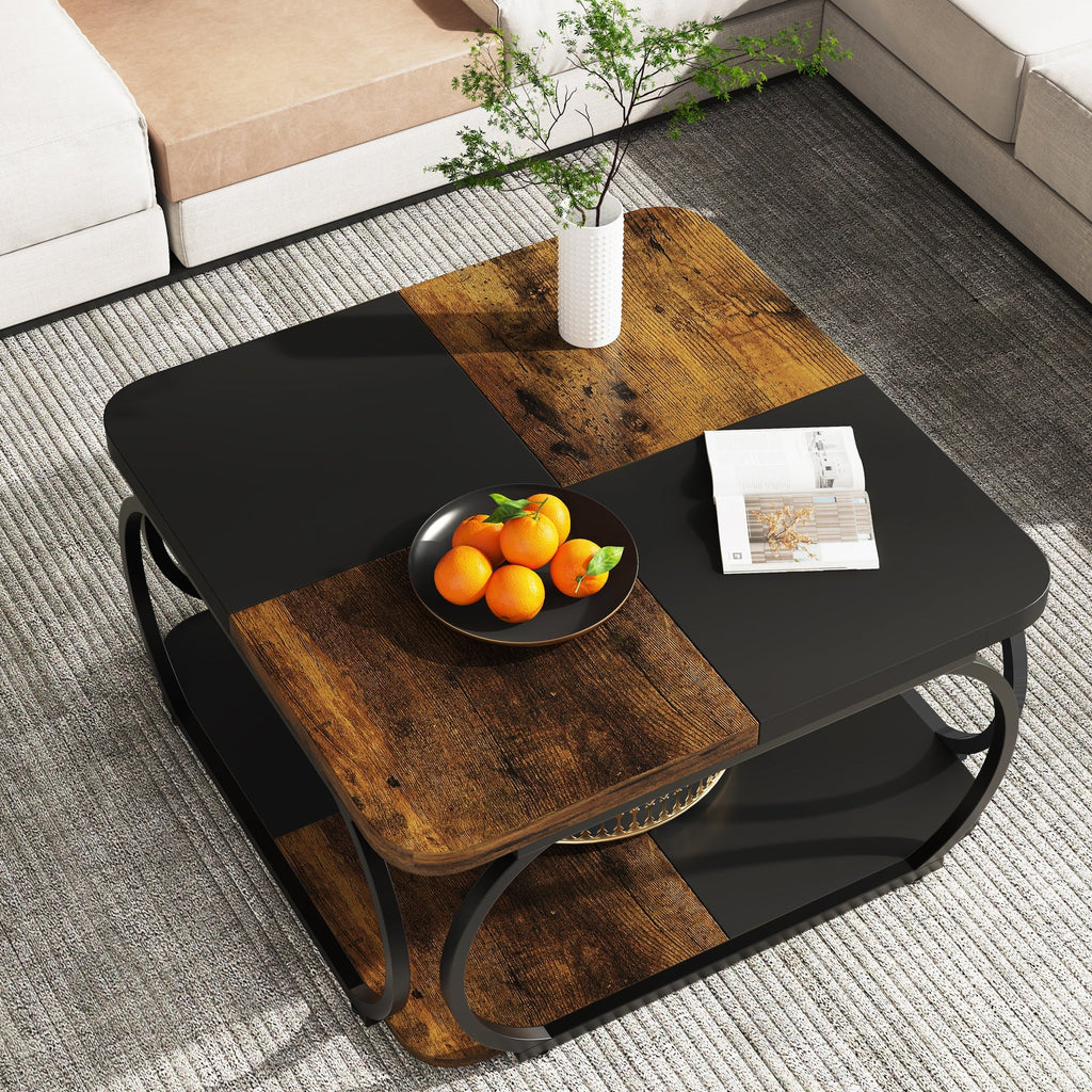 Table Basse Carre Solm – Bois et métal 100x100cm