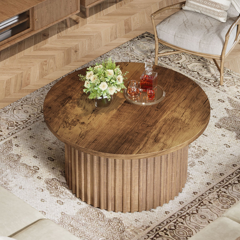 Table Basse Ronde – Bois et métal Ø80 cm