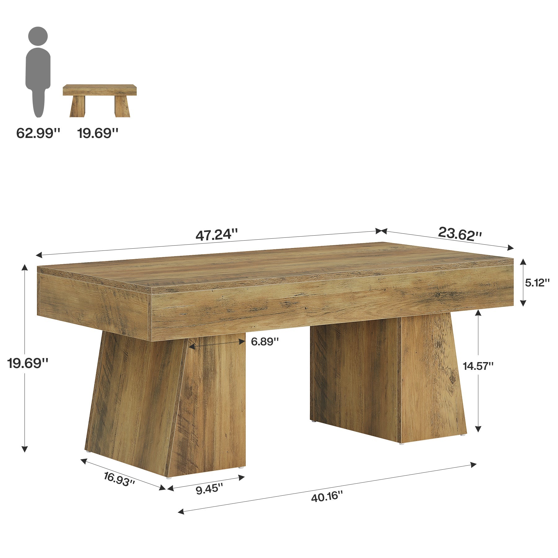 Table Basse Rectangle - Bois 48x24