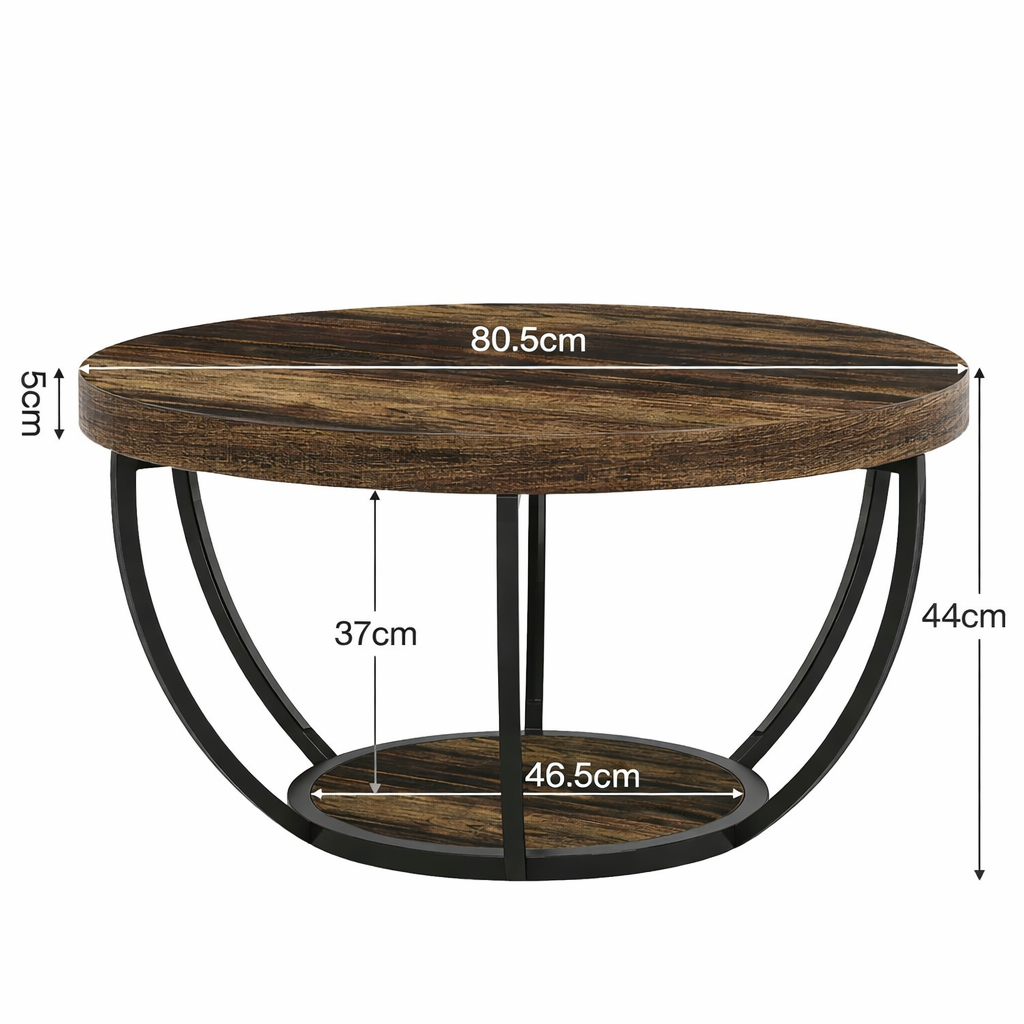 Table Basse Ronde – Bois et métal Ø80 cm