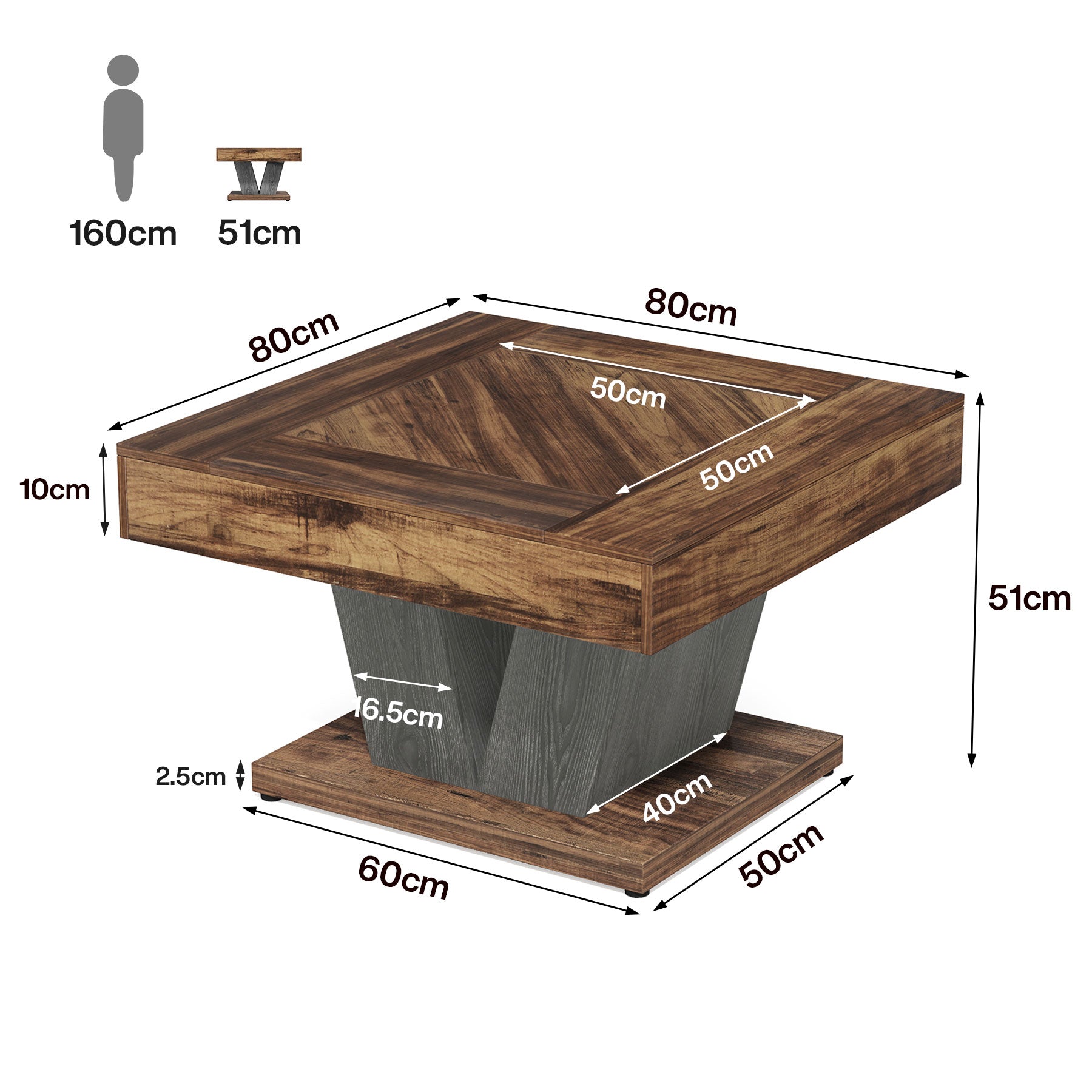 Table Basse Carre – Bois 80x80cm